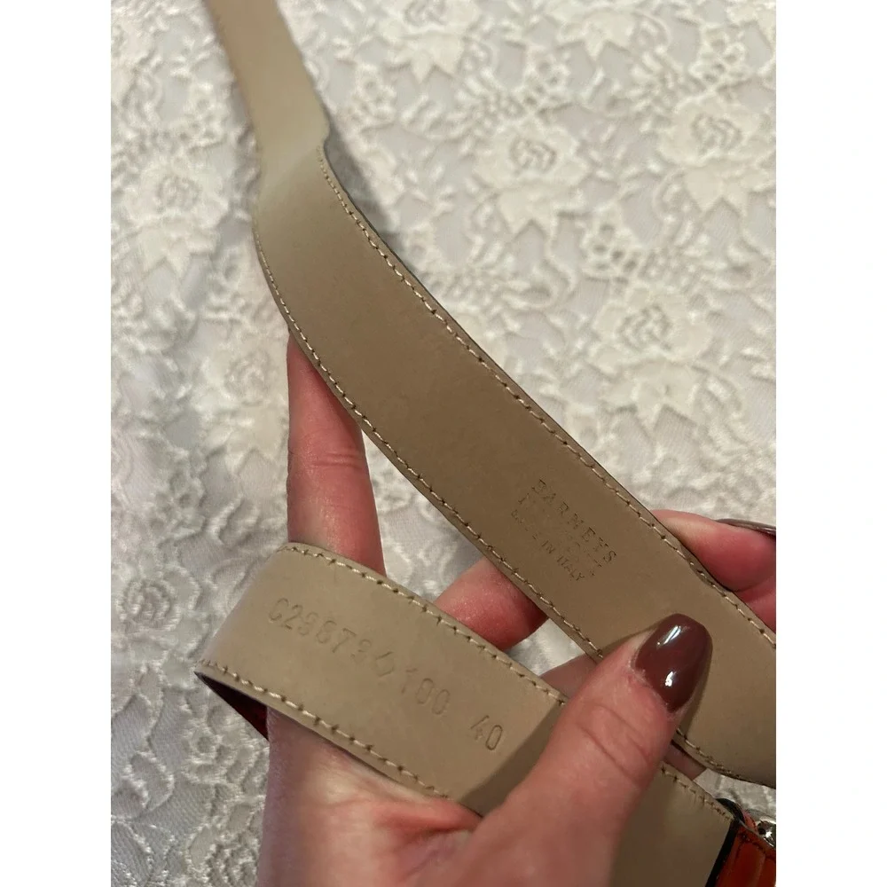 Mens Barneys New York Orange Brown Leather Belt Dress Belt Bundle Size 40 Causal